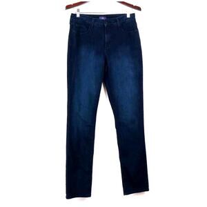 NYDJ Jeans Size 10 Slim Straight Leg Lift Tuck Denim Dark Blue Wash